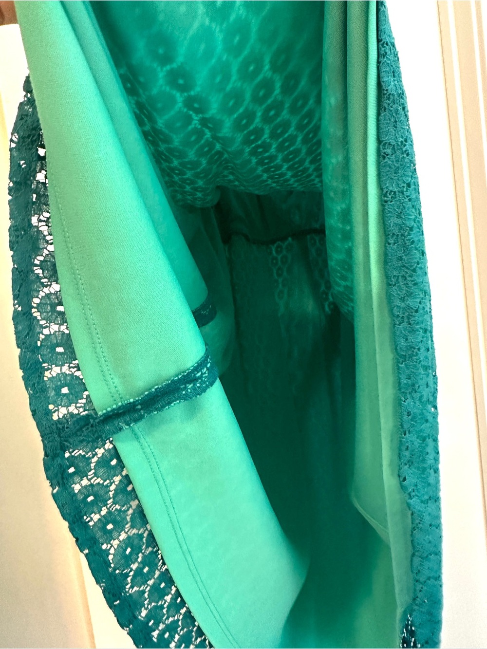 Lane Bryant Green Lace Wrap Dress with Self-Tie Belt - Picture 6 of 7
